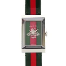 Gucci G-Frame 147.4 SS Leather Quartz Watch Green Red