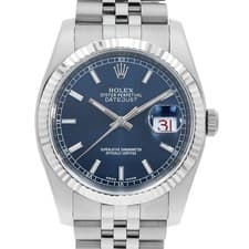 ROLEX Datejust 116234 blue Bar 5 Rows Jubilee Bracelet G Number second hand mens