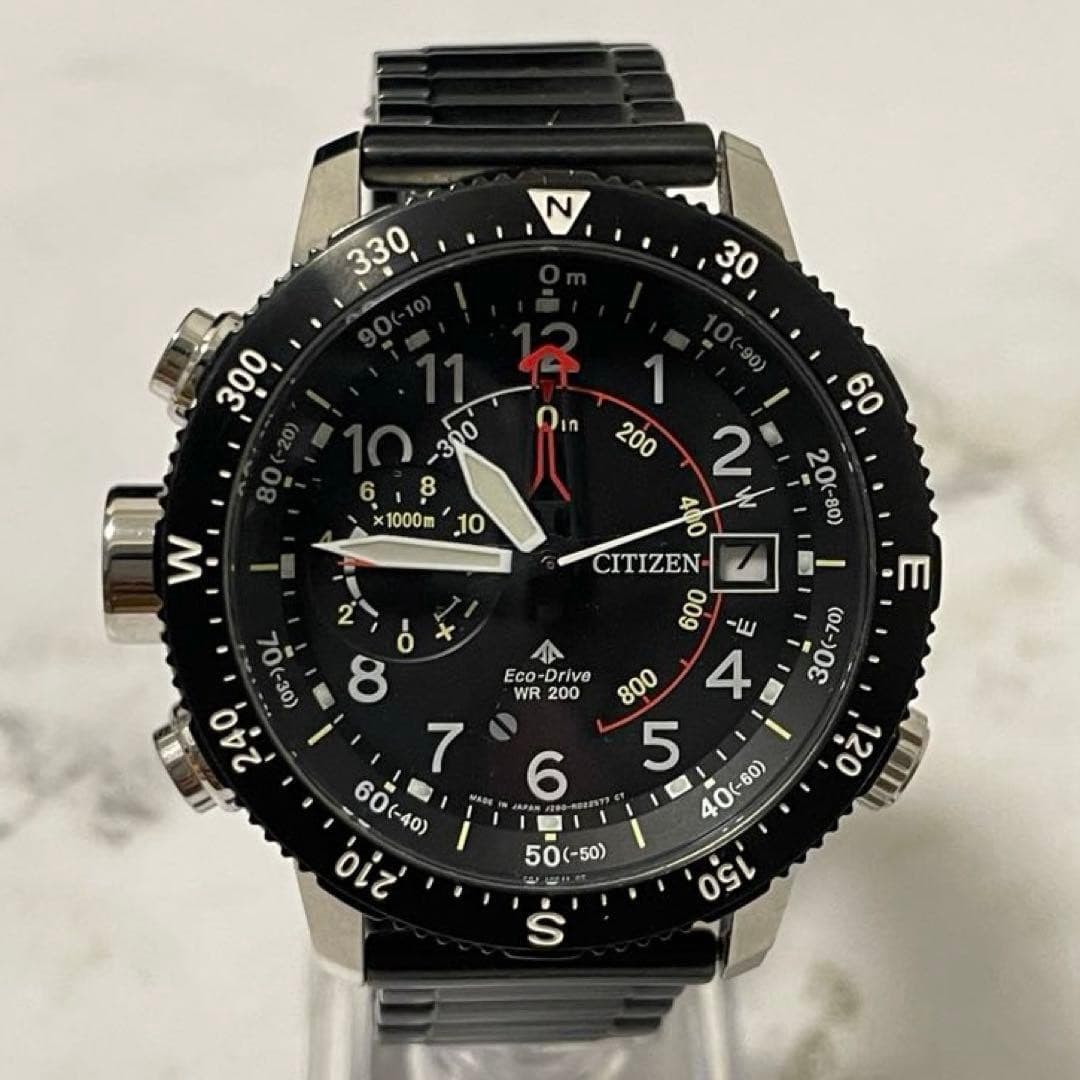 CITIZEN Men’s Eco Drive Promaster Altichron Altimeter Black Rubber Strap Watch