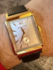 BULOVA My Way Sinatra Gold Tone, Silver Dial, Small Seconds 97A158 quartz