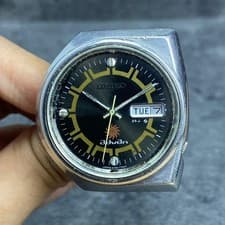 Rare SEIKO Advan Halfmoon Black  Dial Automatic 6106-7551 Day Date Watch Vintage