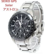 SEIKO GPS Solar Wristwatch Dark Blue Dial Stainless Steel Band Used Rare