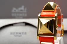 w/Box [Near MINT] Hermes Medor ME1.201 White Dial Quartz Woman's From JAPAN