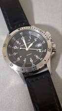 HAMILTON KHaki Chronograph Watch Black Dial Stainless 40mm Leather Band