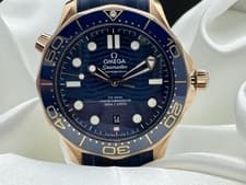 OMEGA SEAMASTER DIVER 300M 42MM 210.62.42.20.03.001 18K ROSE GOLD BLUE DIAL B&P