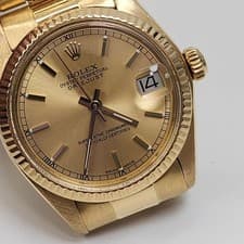 Rolex Midsize Datejust 31 mm 18K Yellow Gold Oyster Watch 6827 Circa 1978