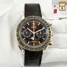 Omega Speedmaster Moonphase 304.23.44.52.13.001 44MM Brown Steel Sedna Gold B/p