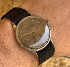 Vintage Paul Buhre Swiss Watch Tropical Patina Dial 1940s Military Style 35mm