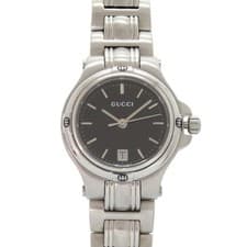 Gucci 9040L Women's Quartz Watch Black Dial Silver SS Used