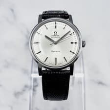 OMEGA Geneve Automatic 165.070 Silver Dial Vintage Mens Watch New Leather Strap