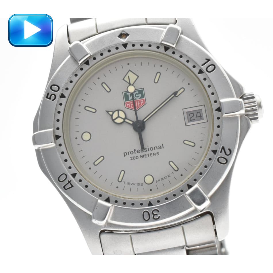 TAG Heuer 2000 962.213 Professional Gray Dial Silver 34mm Quartz Vintage Watch