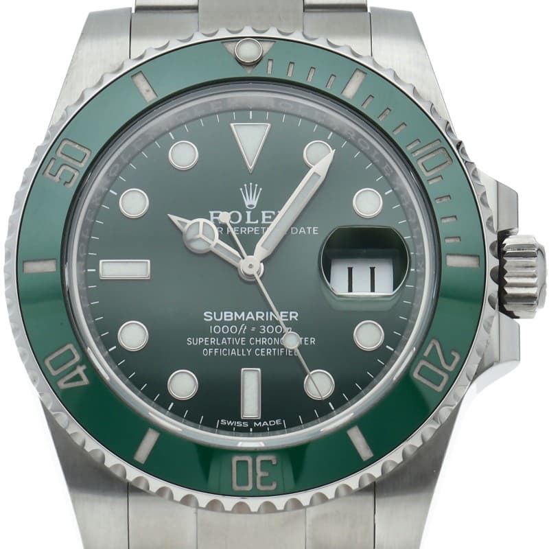ROLEX Submariner Date Watch Green Mirrored Buckle 116610LV Stainless Steel m...