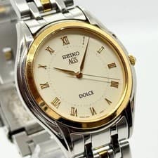 SEIKO Watch DOLCE 4M21-0A50 Silver White Quartz 18KT Women's Auth Rare