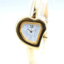 Yves Saint Laurent YSL Heart Bangle Watch Gold Tone 4520-H15548 Rare w-12141