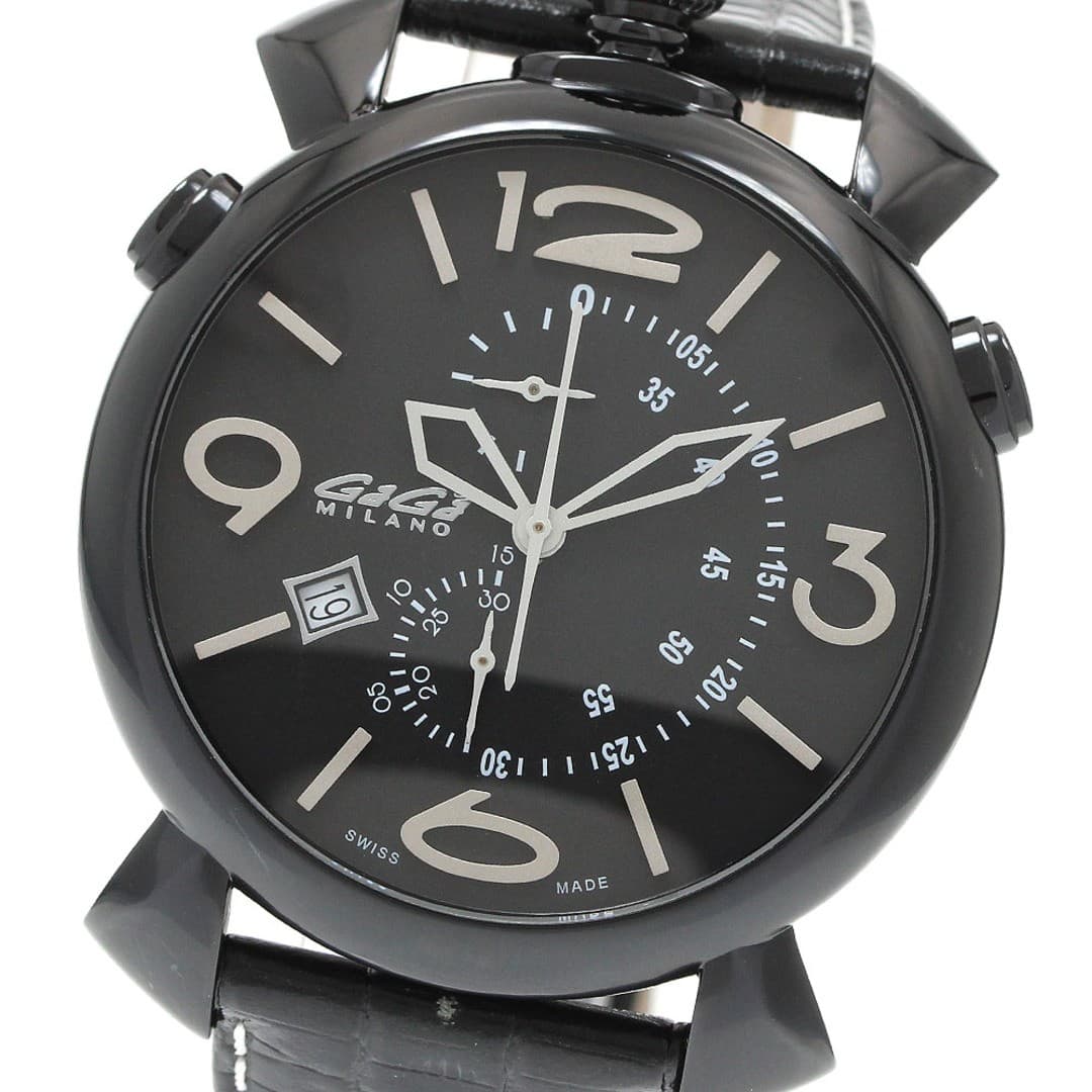 GaGa MILANO 5099.01BK Quartz Chronograph Men’s Black Dial Used From Japan