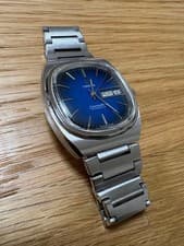 OMEGA Seamaster TV Screen Blue Automatic Day Date Square Case Men's Not working