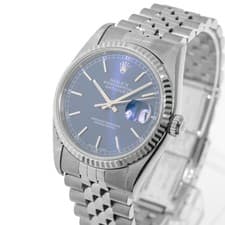 Rolex Datejust 36mm Steel Blue Index Dial & White Gold Fluted Bezel 16234