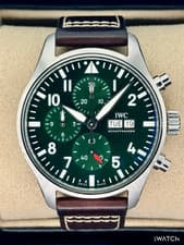 2025 IWC Pilot's Watch Chronograph 43mm IW378005 Steel Green Dial