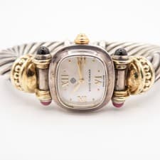 David Yurman 14K Gold & Sterling Silver Cable Bangle Wristwatch, Keeps Time