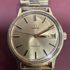 1970s Omega Gold Tone Geneve 136.0102 Cal.1030 Date 37mm Manual Men Watch