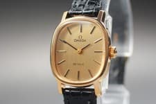 [Near MINT] Vintage Omega De Ville Cal.625 Gold Dial Square Manual Women's Watch
