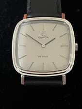 Omega De Ville Square Case Vintage Manual Silver Dial Used From Japan