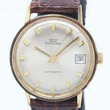 Glycine 833104 5016 Automatic Silver Dial Mens Wristwatch 14K Gold Case