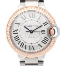 CARTIER Baron blue Watches 3753 Stainless Steel K18 Pink Gold Diamond Bezel used