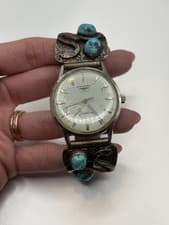 Vintage Longines Jamboree Watch Turquoise Cuff Southwestern Bracelet Unisex