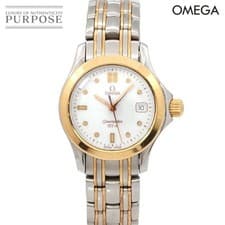 OMEGA Seamaster 120m Combo Ladies Watch Date White YG Yellow Gold Quartz Watch S
