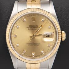 Rolex Datejust 16233 Watch 36mm Diamond Champagne Dial BOX & PAPER