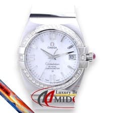 Omega Constellation Double Eagle 1507.75.00 Men's Steel Diamond White Shell Wat