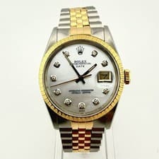 ROLEX DATE 34MM 15053 DIAMOND MOP DIAL - TWO TONE CIRCA 1985