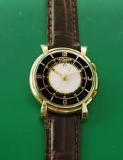 Vintage 50's Le Coultre Vacheron Wrist Alarm Manual Wind Watch Two tone Dial.