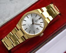 1971 Vintage Omega Geneve Automatic Gold Bracelet Men's Date Watch Silver Dial