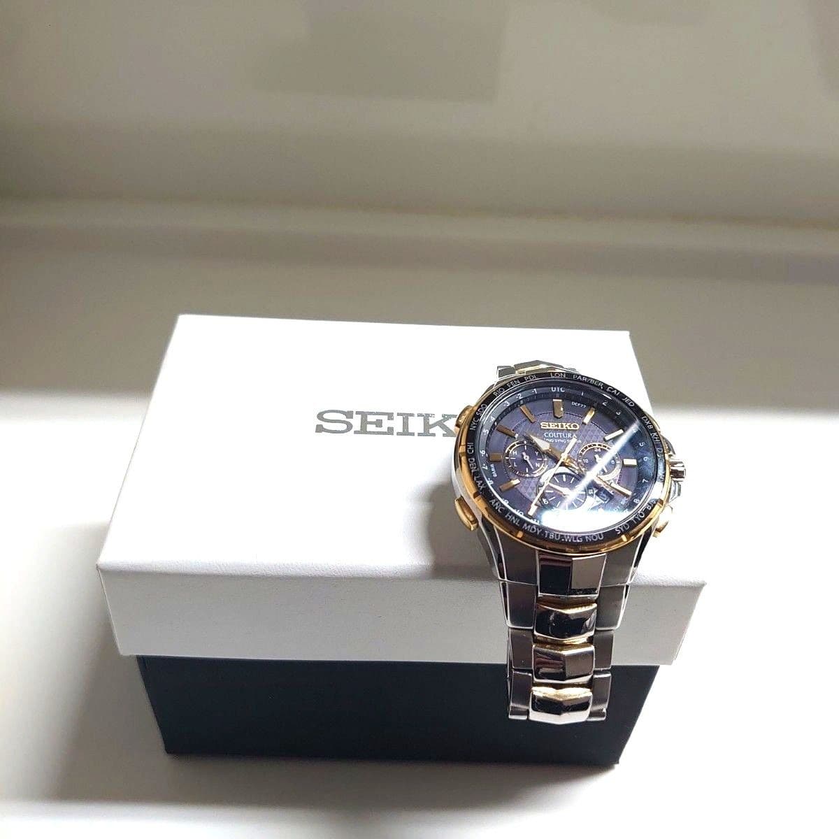 [Excellent] Seiko Coutura SSG010 Solar Radio Chronograph Black Dial From Japan