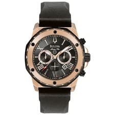 Bulova Men's Marine Star Black Dial Watch - 98B104