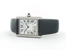 Cartier Tank Must Factory Diamond Bezel Large Silver Dial Quartz W4TA0030 4323