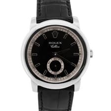 2011 PAPERS Men's Rolex Cellini Cellinium BLACK 38mm PLATINUM Watch 5241 BOX