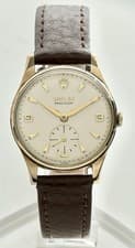 Rolex Precision Swiss Rare 9K Solid Gold ‘1961’ Gents Vintage Watch Patina, 32mm