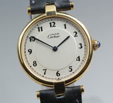 Cartier Must Vendome 590003 30mm Quartz Cream Dial Gold Plated Unisex Watch