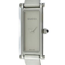Used GUCCI 1500L Watch Bangle Watch Quartz Square Logo Silver Color ■GY18 /MQ