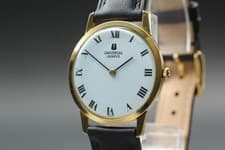 VINTAGE Universal Geneve 542101 Gold White Roman 31mm Manual Men's Watch JAPAN