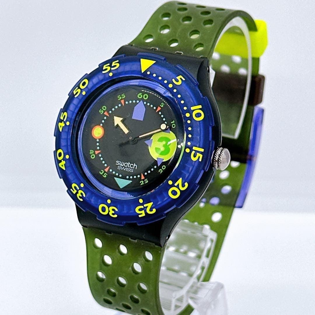Used Rare Swatch Men's Watch Scuba 200 1992 New battery Good working condition