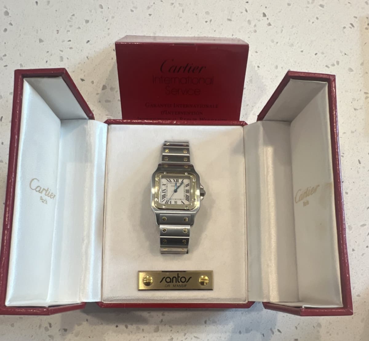 Cartier Santos de Cartier Two-Tone Men's Wristwatch Date Box Papers