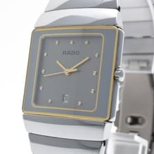 [Near MINT] RADO Diastar Jubilee 152.0332.3 Silver Ceramic Quartz Men's Watch