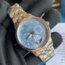 Citizen FD000052N Eco Drive Watch Stainless Moon Phase Triple Calendar