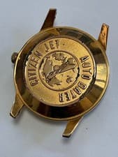 Citizen Jet Auto Dater Men's Watch Manual Wind Rare Plane & Globe Back Used