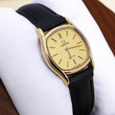 Omega DeVille Quartz Watch Gold Black Working New Battery Cleaned 25mm