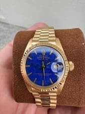 Rolex Datejust 6917 18k Gold Lapis Lazuli Dial President Bracelet Vintage 26mm
